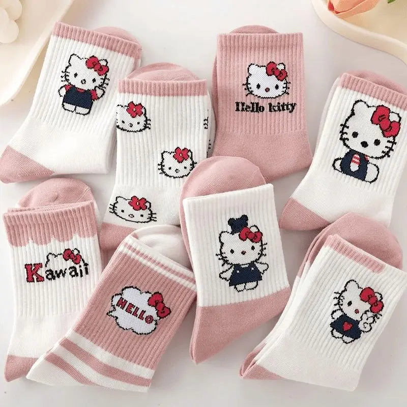 5 pairs of Sanrio Hello Kitty girl socks fall and winter cotton socks cute cartoon pattern girls clothing accessories