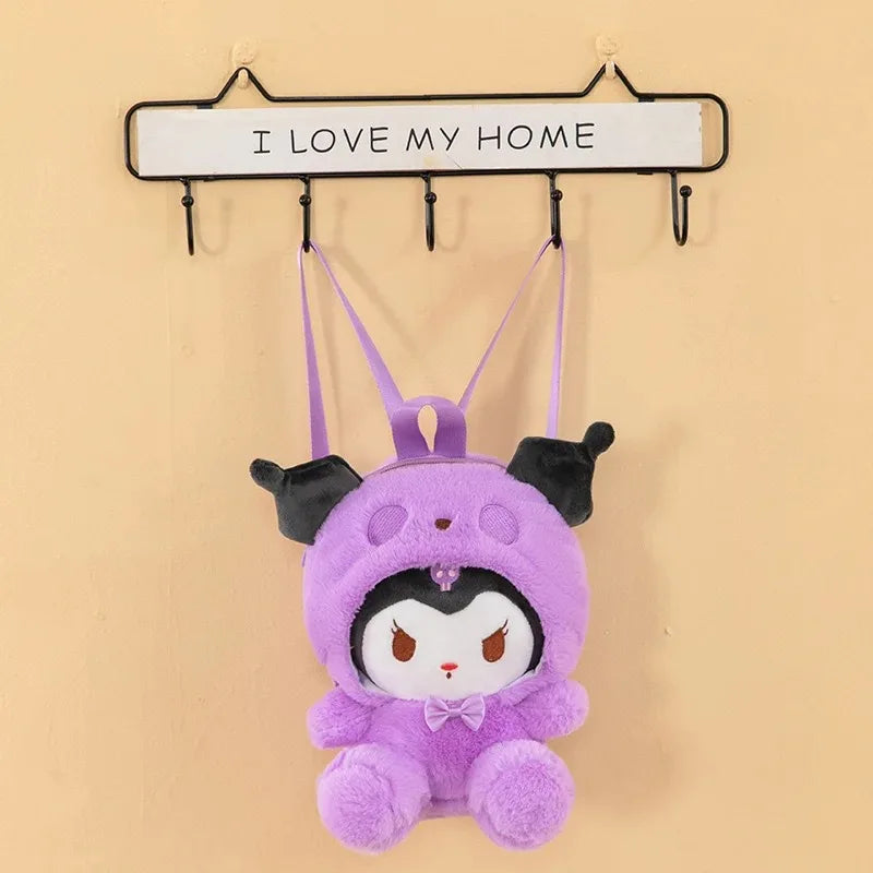 25cm Sanrio Hello Kitty Kuromi Cute Plush Toys Women Bag Anime Cartoon Cute Shoulder Backpacks Girls Christmas Birthday Gifts