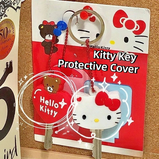 Kawaii Sanrio Hello Kitty Dustproof Key Cover Portable Anti-lost Keychain Gift for Girls