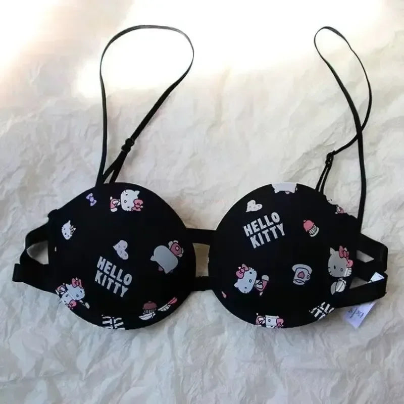 Hot Cute Sanrio Bra Set Hello Kitty Sweet Underwear Panties And Bra Set Push-Up Bra Comic Underwear Sexy Pure Desire Girl Gift