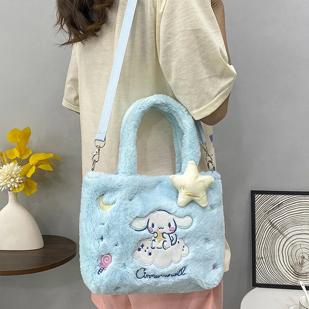 Sanrio Hello Kitty Plush Bag Kawaii Kuromi My Melody Cute Cartoon Anime Handbag Cinnamoroll Storage Tote Bags Women Girl Gifts