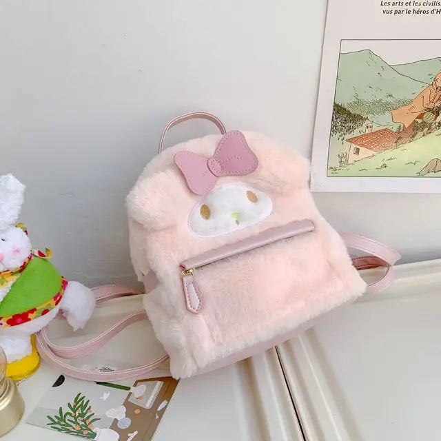 Sanrio Kawaii Hello Kitty Plush Cinnamon Roll Backpack My Melody Bag Kuromi Plush Toy Cute Girl Backpack Christmas Gift