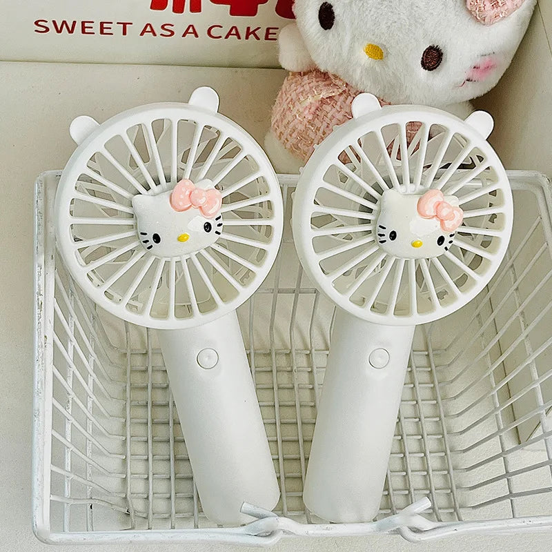 Kawaii Sanrios Summer Hellokittys Mini Fan Anime Cartoon Characters Small Mute Cute Creative Outdoor Handheld Portability Fan