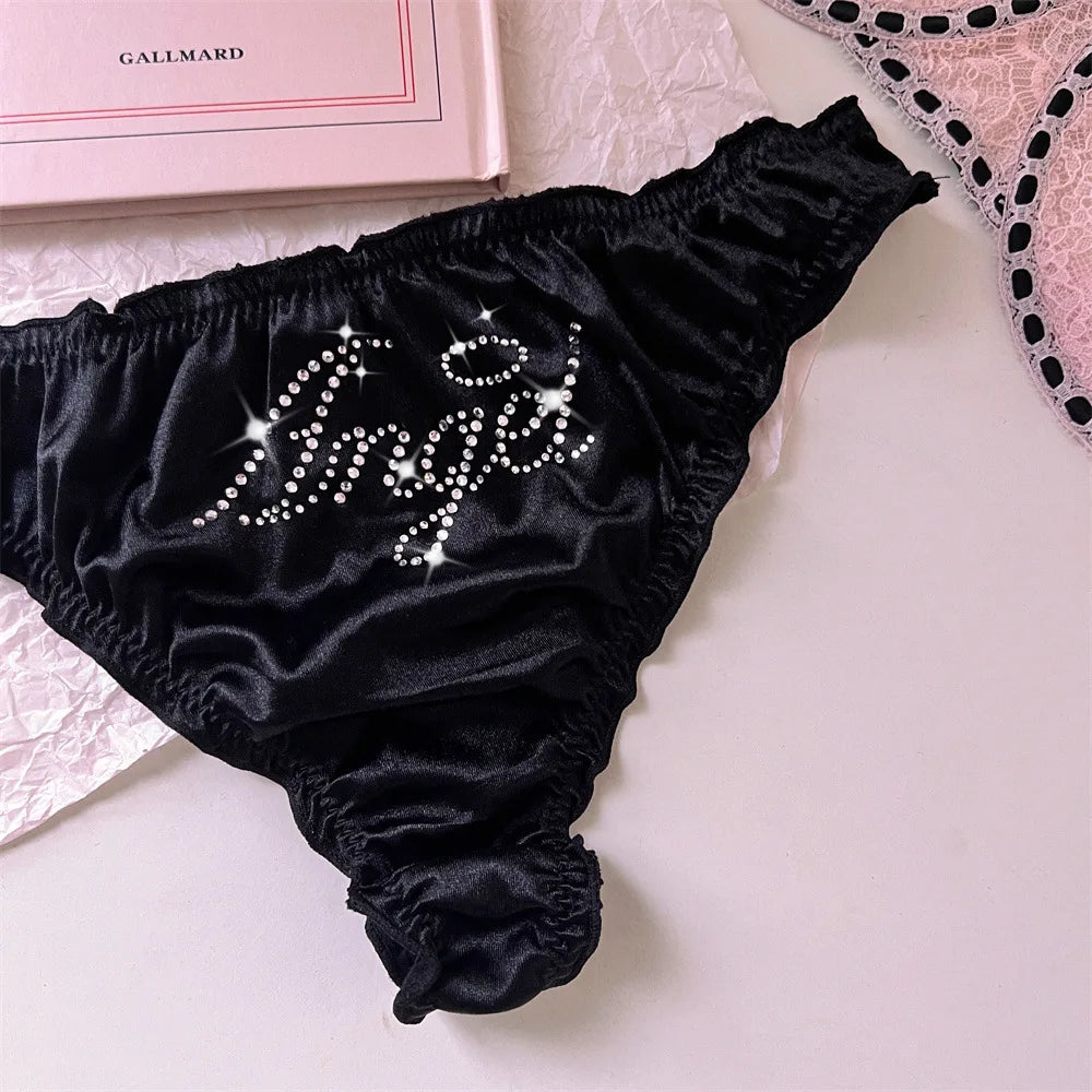 New Hello Kitty Underwear With Diamonds Sweet Cute Printed Briefs Y2k Cosplay Women's Casual Sexy Pink Panties Sanrio Gift