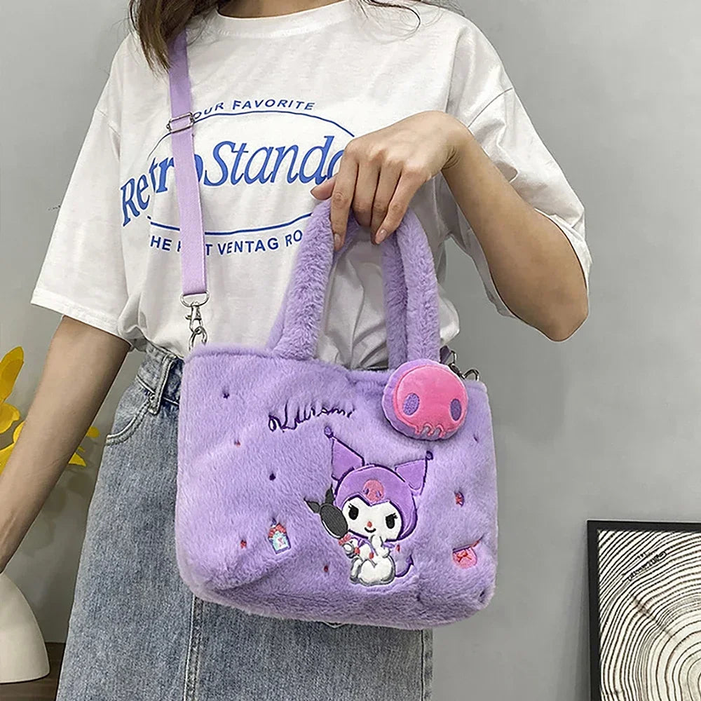 Sanrio Hello Kitty Plush Bag Kawaii Kuromi My Melody Cute Cartoon Anime Handbag Cinnamoroll Storage Tote Bags Women Girl Gifts