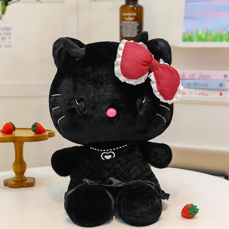 Angel And Demon Hello Kitty  Cartoon New Plush Toy Kawaii Kt Cat Bowknot Plushies Stuffed Doll Big Size Cushion Doll Xmas Gift