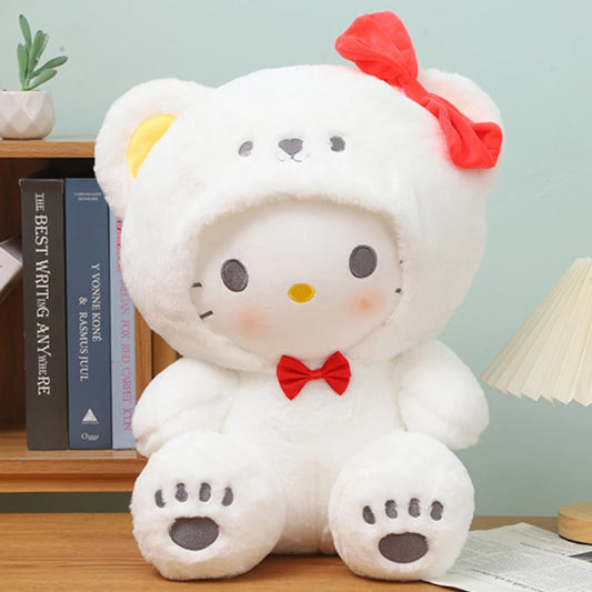 Plush Toy Sanrio Cross Dressing White Bear Hello Kitty Cinnamonroll Kuromi Plushie Toy Stuffed Cute Toys Children Birthday Gifts