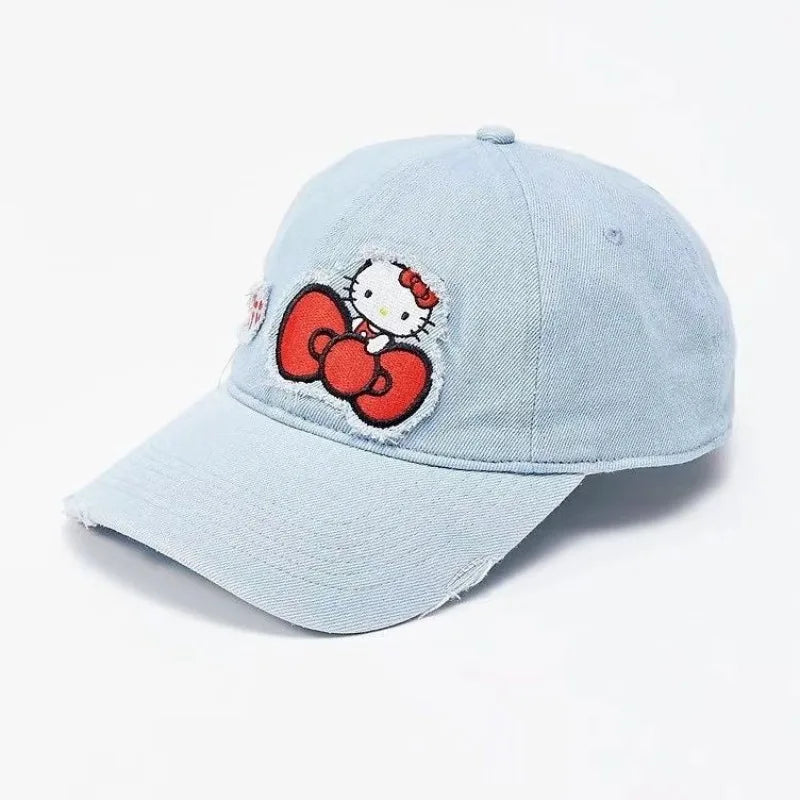 Hot Selling Hello Kitty Denim Baseball Cap Fashionable and Versatile Outdoor Casual Sun Visor Cap Clothing Accessories