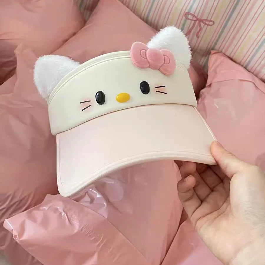 Kawaii Hello Kitty Sun Hat Sanrio Tennis Cap Anime Golf Caps Cute Cartoon Empty Top Baseball Caps Y2k Women Sport Hats Girl Gift