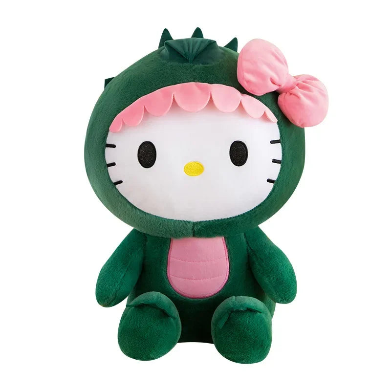 35/50/65cm Sanrio Kawaii Hello Kitty Dinosaur Plush Toy Cartoon Doll Room Decoration Sleeping Throw Pillow Kids Birthday Gift