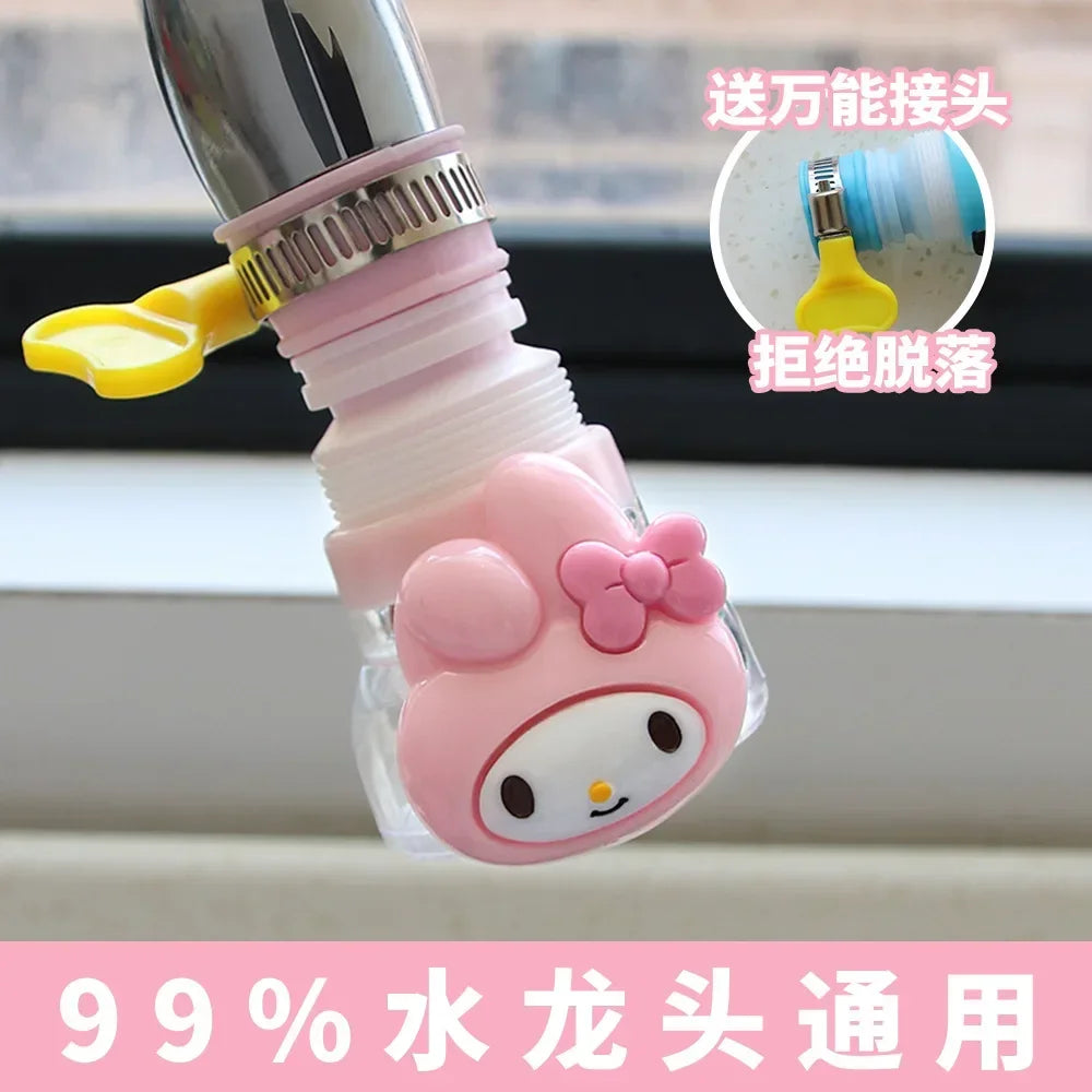 Sanrio Hello Kitty Universal Water Filter Faucet Head with Splash-Proof and Rotatable Extender for Kitchen and Shower Use