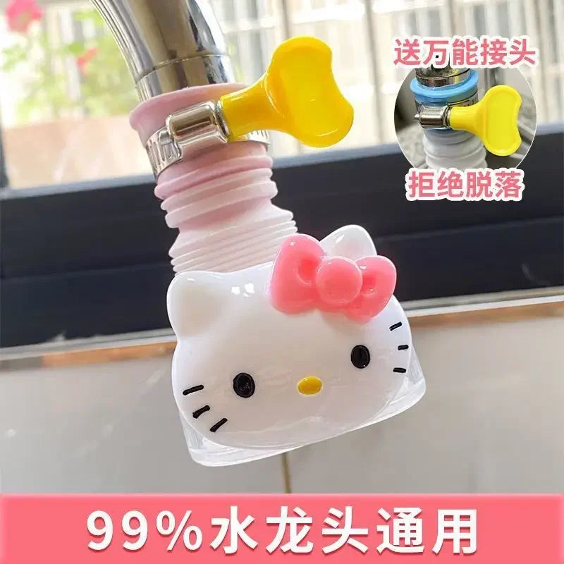 Sanrio Hello Kitty Universal Water Filter Faucet Head with Splash-Proof and Rotatable Extender for Kitchen and Shower Use