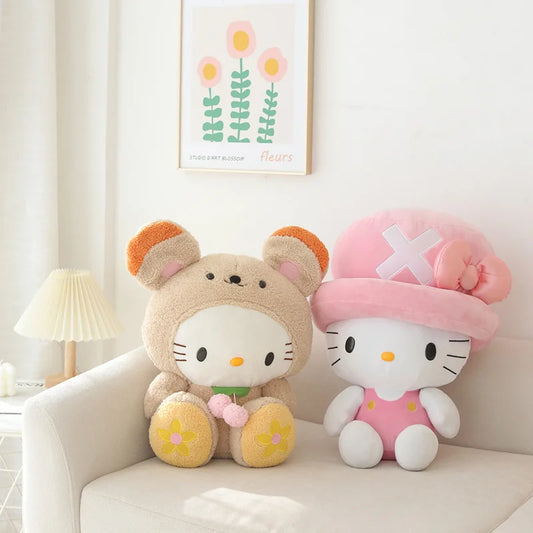 40-45cm Sanrio Hello Kitty Kuromi Plush Toys Soft Kitty Cat Sofa Pillow Chopper Stuffed Plushies Anime Cosplay Doll Xmas Gifts