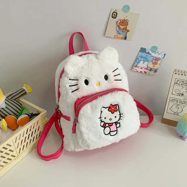 Sanrio Kawaii Hello Kitty Plush Cinnamon Roll Backpack My Melody Bag Kuromi Plush Toy Cute Girl Backpack Christmas Gift