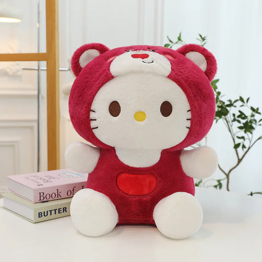 Sanrio Plush Stuffed Cute Strawberry Bear HelloKitty Children's Large Doll Holiday Gift Christmas Doll Kawaii Room Decoration