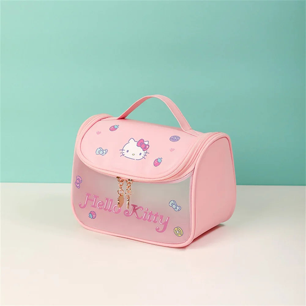 Sanrio Kawaii Hello Kitty Zipper Makeup Bag Black Beauty Cinnamon Roll Large Capacity Waterproof portable Millennium Girls Wash