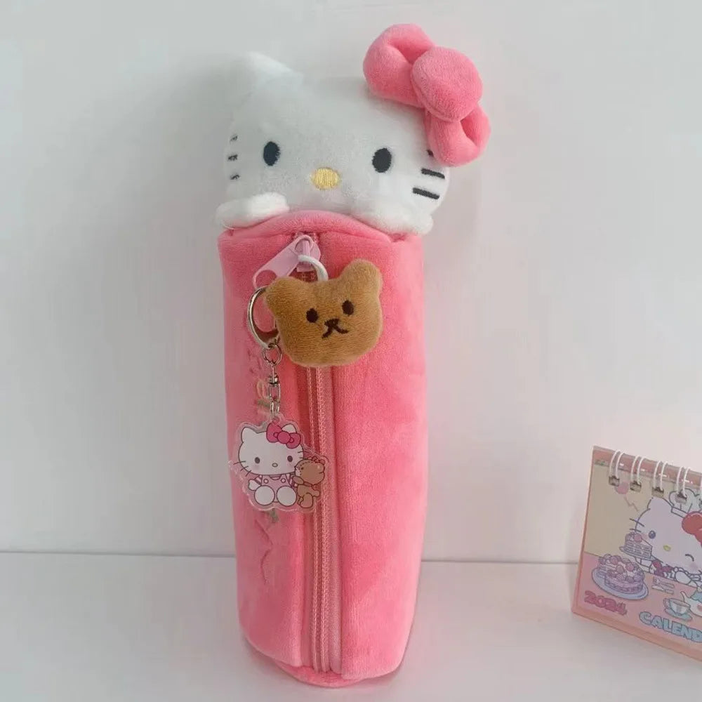 Kawaii Cartoon Pink Hello Kitty Pencil Bag Cute KT Cat Pencil Box Student School Stationery Supplies Girls Kids Gifts