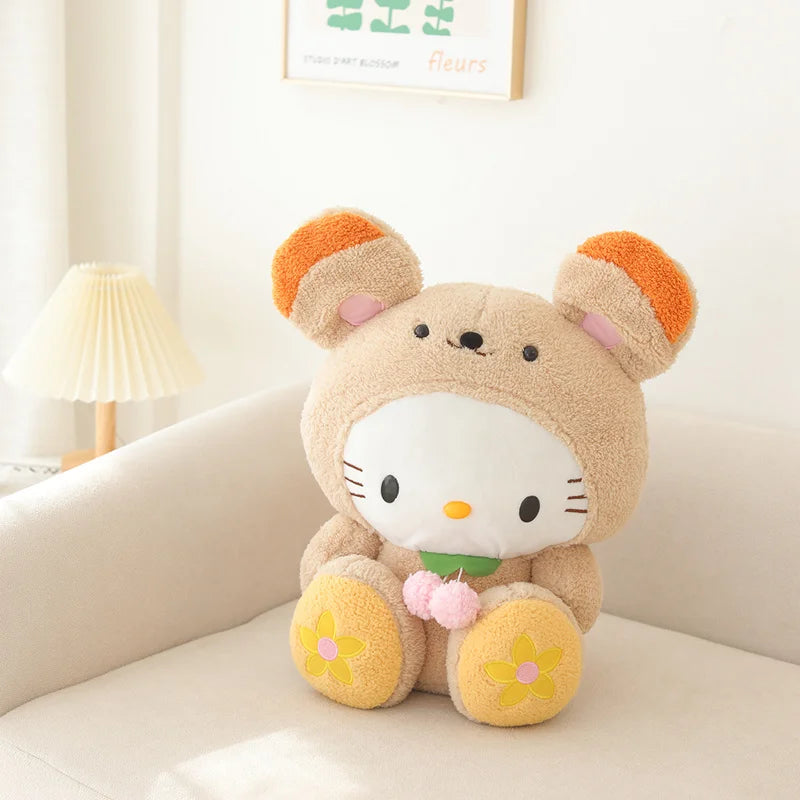 40-45cm Sanrio Hello Kitty Kuromi Plush Toys Soft Kitty Cat Sofa Pillow Chopper Stuffed Plushies Anime Cosplay Doll Xmas Gifts