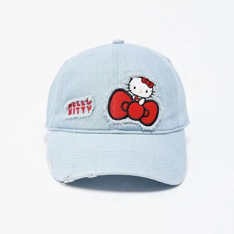 Hot Selling Hello Kitty Denim Baseball Cap Fashionable and Versatile Outdoor Casual Sun Visor Cap Clothing Accessories