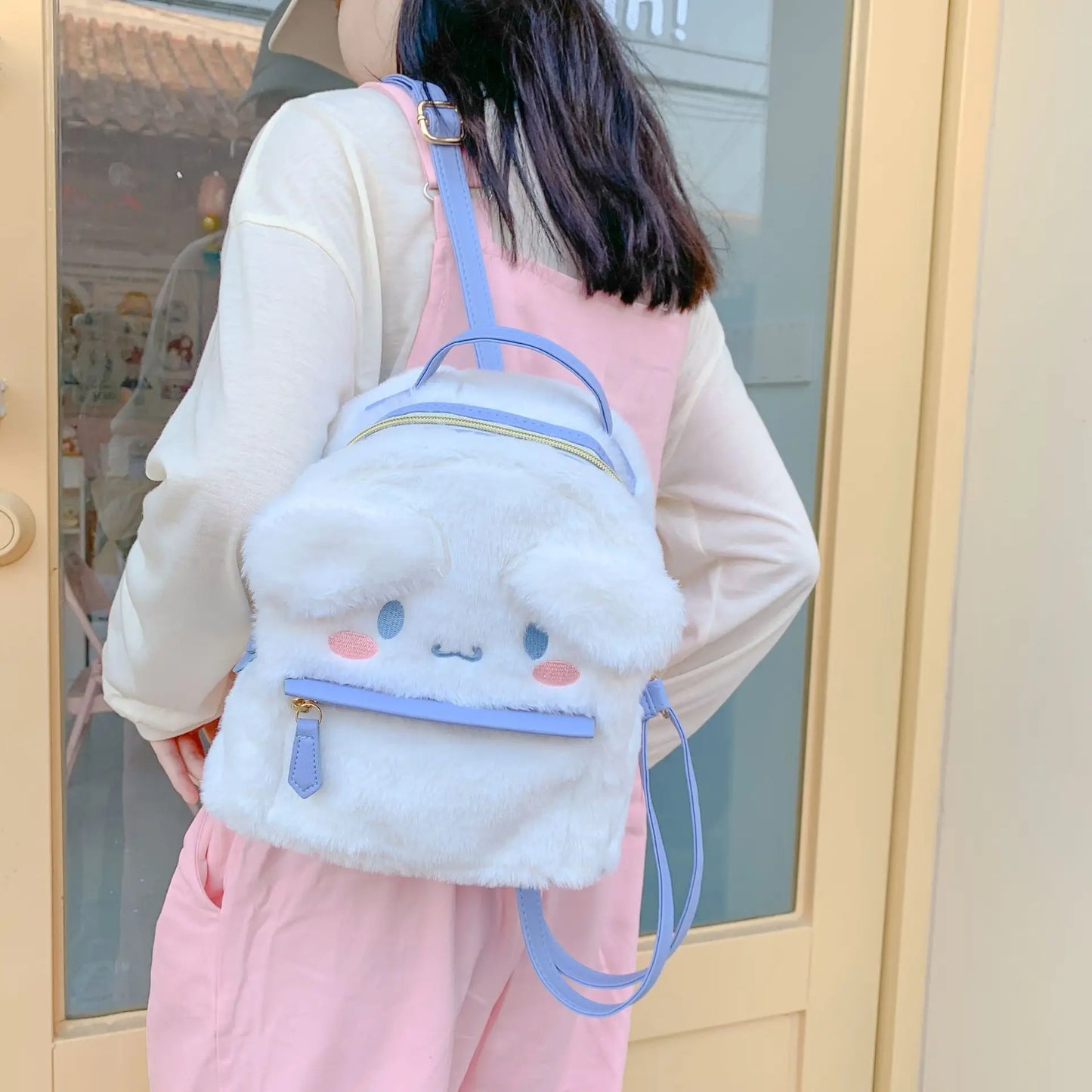 Sanrio Kawaii Hello Kitty Plush Cinnamon Roll Backpack My Melody Bag Kuromi Plush Toy Cute Girl Backpack Christmas Gift