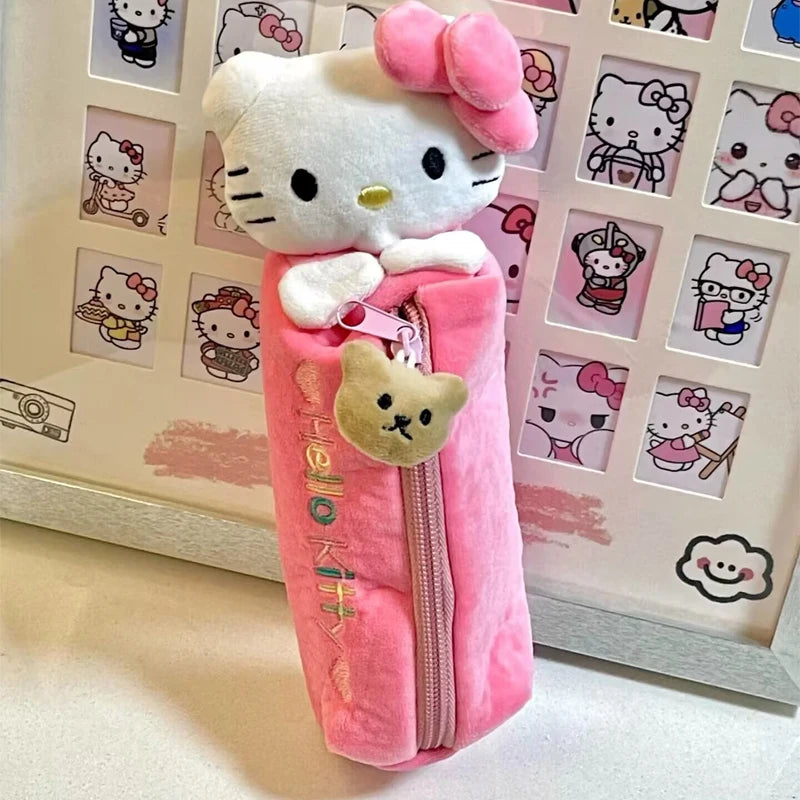 Kawaii Cartoon Pink Hello Kitty Pencil Bag Cute KT Cat Pencil Box Student School Stationery Supplies Girls Kids Gifts