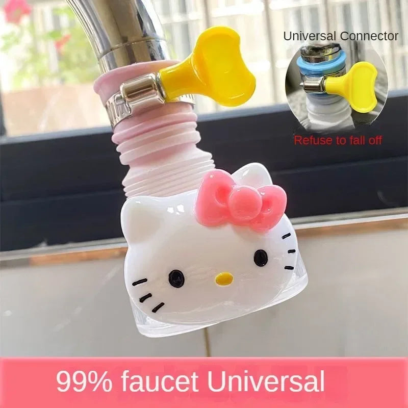 Sanrio Hello Kitty Universal Water Filter Faucet Head with Splash-Proof and Rotatable Extender for Kitchen and Shower Use