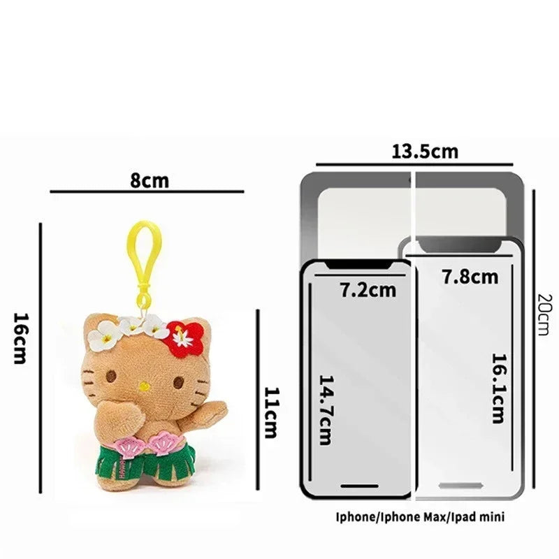 Sanrio Hawaii Series Hello Kitty Dark Skin Plush Stuffed Key Chain Cartoon Plush Doll Bikini Pineapple Pendant Cute Toy