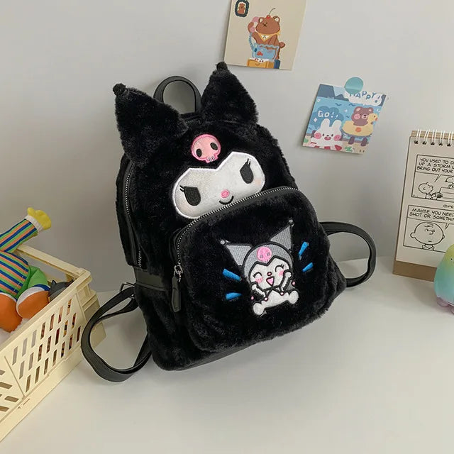 Sanrio Kawaii Hello Kitty Plush Cinnamon Roll Backpack My Melody Bag Kuromi Plush Toy Cute Girl Backpack Christmas Gift