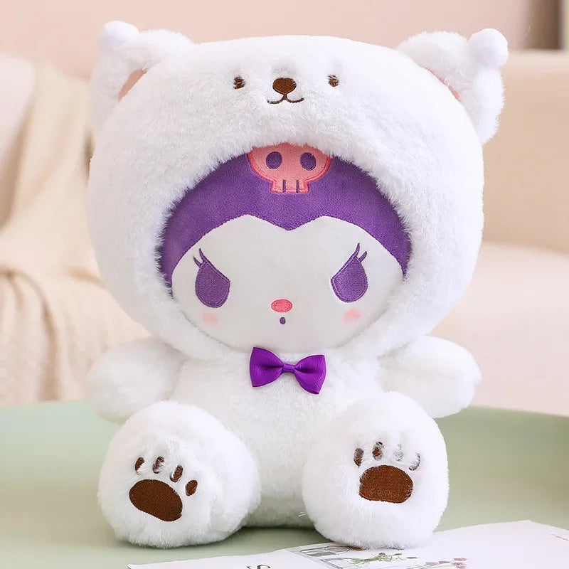 Plush Toy Sanrio Cross Dressing White Bear Hello Kitty Cinnamonroll Kuromi Plushie Toy Stuffed Cute Toys Children Birthday Gifts