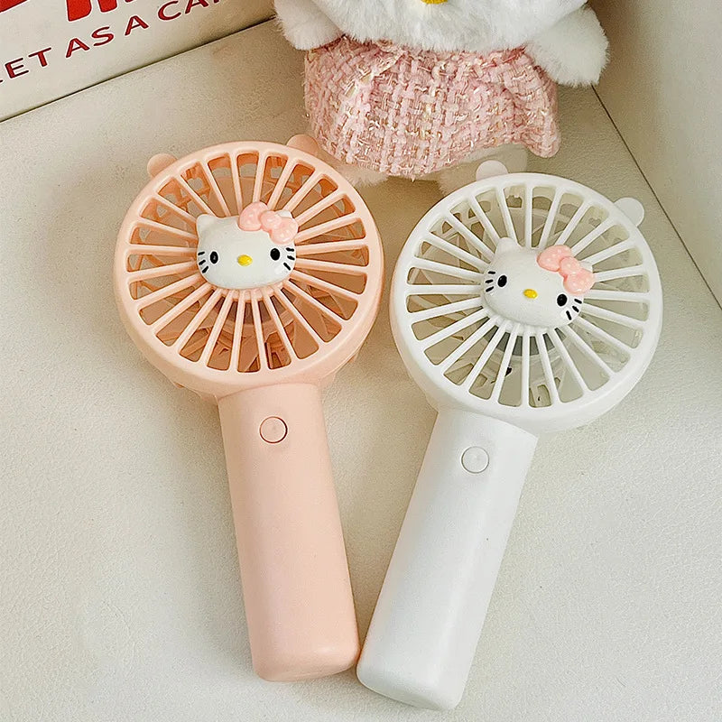 Kawaii Sanrios Summer Hellokittys Mini Fan Anime Cartoon Characters Small Mute Cute Creative Outdoor Handheld Portability Fan