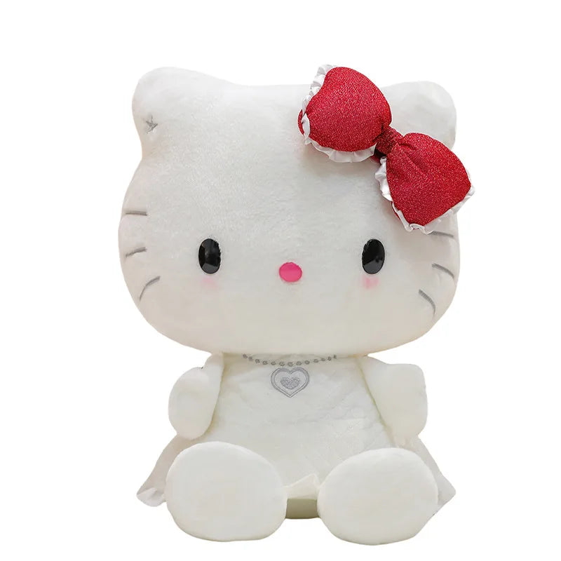 Angel And Demon Hello Kitty  Cartoon New Plush Toy Kawaii Kt Cat Bowknot Plushies Stuffed Doll Big Size Cushion Doll Xmas Gift